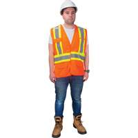 Veste d'arpenteur haute visibilit&eacute; conforme &agrave; la CSA, Orange haute visibilit&eacute;, Moyen, Polyester Maritime Industrial Rubber
