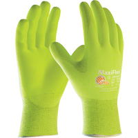 ATG MaxiFlex&reg; Ultimate High Visibility Seamless Gloves, Large, Nitrile Coating, 15 Gauge, Nylon/Elastane Shell Maritime Industrial Rubber