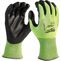 High-Visibility Cut-Resistant Gloves, Size Small, 13 Gauge, Nitrile/Polyurethane Coated, Polyethylene Shell, ANSI/ISEA 105 Level 4 Maritime Industrial Rubber