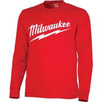 Heavy-Duty Long-Sleeved T-Shirt with Milwaukee&reg; Logo, Men's, Small, Red Maritime Industrial Rubber