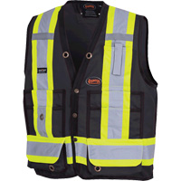 6692BK Surveyor's Safety Vest, Black, Medium, Polyester Maritime Industrial Rubber