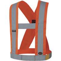 5490 4" Wide Adjustable Safety Sash, Meets/Exceeds CSA Z96 Class 2 - Level 2, High Visibility Orange, Silver Reflective Colour, One Size Maritime Industrial Rubber