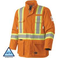 5533 Flame-Resistant Safety Parka, Small, High Visibility Orange, 58 cal/cm² Maritime Industrial Rubber