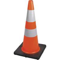 183 C&ocirc;ne de s&eacute;curit&eacute; flexible de premi&egrave;re qualit&eacute;, 28", Orange, Bande(s) r&eacute;fl&eacute;chissante(s) 4" & 6" Maritime Industrial Rubber