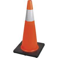 183N C&ocirc;ne de s&eacute;curit&eacute; flexible de premi&egrave;re qualit&eacute;, 28", Orange, Bande(s) r&eacute;fl&eacute;chissante(s) 4" Maritime Industrial Rubber