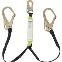 SA-64022-4 Shock Absorbing Lanyard, 4', Rebar Hook Center, Snap Hook Leg Ends, Polyester Maritime Industrial Rubber