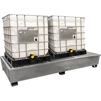 Steel Ultra-Twin IBC Spill Pallet&reg;, 370 US gal. Spill Capacity, 103.8" x 26.8" x 51.1" Maritime Industrial Rubber