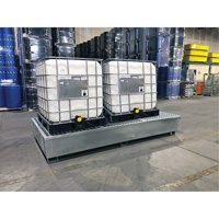 Steel Ultra-Twin IBC Spill Pallet&reg;, 370 US gal. Spill Capacity, 103.8" x 26.8" x 51.1" Maritime Industrial Rubber