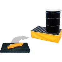 Ultra-Spill Pallet flexible, 2 barils, Capacit&eacute; de d&eacute;versement 66 gal. US, 48" x 24" x 14" Maritime Industrial Rubber
