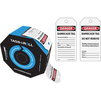 Danger Barricade Tags, Cardstock, 3" W x 6-1/4" H, English Maritime Industrial Rubber