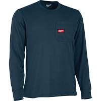 Gridiron Long-Sleeved Pocket-T-Shirt, Men's, Small, Blue Maritime Industrial Rubber