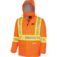 5884 Manteau imperm&eacute;able ignifuge et r&eacute;sistant aux arcs &eacute;lectriques avec capuchon Flash-Gard, Petit, Orange haute visibilit&eacute;, 51 cal/cm² Maritime Industrial Rubber