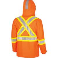 5884 Manteau imperm&eacute;able ignifuge et r&eacute;sistant aux arcs &eacute;lectriques avec capuchon Flash-Gard, Petit, Orange haute visibilit&eacute;, 51 cal/cm² Maritime Industrial Rubber