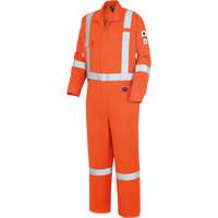 7708A "The Rock" FR-Tech&reg; High Visibility FR/Arc Rated Coveralls, Size 36, High Visibility Orange, 10 cal/cm² Maritime Industrial Rubber