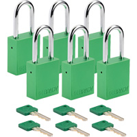 Cadenas de verrouillage Velocity, Vert, Cl&eacute;s diff&eacute;rentes, Aluminium, Largeur de 1-1/2" Maritime Industrial Rubber