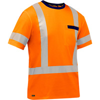 Chemise &agrave; manches courtes et X au dos Bisley, Poly-coton, Petit, Orange haute visibilit&eacute; Maritime Industrial Rubber
