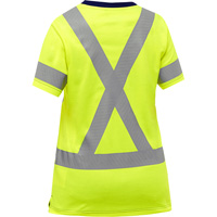 Chemise &agrave; manches courtes et X au dos Bisley pour femmes, Poly-coton, Petit, Jaune lime haute visibilit&eacute; Maritime Industrial Rubber