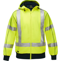 Coton ouat&eacute; doubl&eacute; de sherpa avec capuchon &agrave; fermeture &eacute;clair compl&egrave;te et X au dos Bisley, Petit, Jaune lime haute visibilit&eacute; Maritime Industrial Rubber