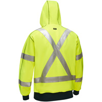 Coton ouat&eacute; doubl&eacute; de sherpa avec capuchon &agrave; fermeture &eacute;clair compl&egrave;te et X au dos Bisley, Petit, Jaune lime haute visibilit&eacute; Maritime Industrial Rubber