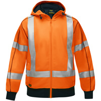 Coton ouat&eacute; doubl&eacute; de sherpa avec capuchon &agrave; fermeture &eacute;clair compl&egrave;te et X au dos Bisley, Petit, Orange haute visibilit&eacute; Maritime Industrial Rubber