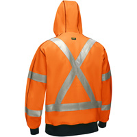 Coton ouat&eacute; doubl&eacute; de sherpa avec capuchon &agrave; fermeture &eacute;clair compl&egrave;te et X au dos Bisley, Petit, Orange haute visibilit&eacute; Maritime Industrial Rubber