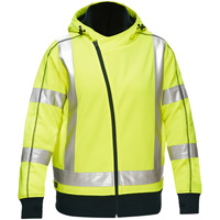 Coton ouat&eacute; doubl&eacute; de sherpa avec capuchon &agrave; fermeture &eacute;clair compl&egrave;te et X au dos Bisley pour femmes, Petit, Jaune lime haute visibilit&eacute; Maritime Industrial Rubber