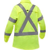 Bisley&reg; X-Back Women's Long Sleeve Work Shirt with X-Airflow, Poly-Cotton, Small, High Visibility Lime-Yellow Maritime Industrial Rubber