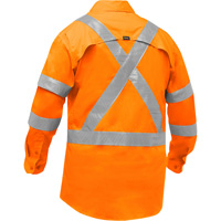 Bisley&reg; X-Back Women's Long Sleeve Work Shirt with X-Airflow, Poly-Cotton, Small, High Visibility Orange Maritime Industrial Rubber