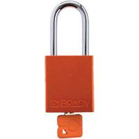Cadenas de verrouillage de s&eacute;curit&eacute; Velocity Plus, Orange, Cl&eacute;s identiques, Aluminium, Largeur de 1-1/2" Maritime Industrial Rubber