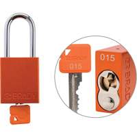 Cadenas de verrouillage de s&eacute;curit&eacute; Velocity Plus, Orange, Cl&eacute;s identiques, Aluminium, Largeur de 1-1/2" Maritime Industrial Rubber