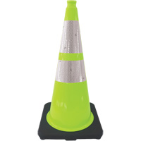 Premium Traffic Cone, 28", Lime Green, 4" & 6" Reflective Collar(s) Maritime Industrial Rubber