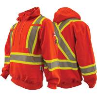 Chandail &agrave; capuchon ignifug&eacute;/r&eacute;sistant &agrave; l'arc &eacute;lectrique avec fermeture &agrave; glissi&egrave;re au quart Atlas Guardian, Hommes, T-petit, Orange haute visibilit&eacute;, 18 cal/cm² Maritime Industrial Rubber