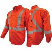 Chandail de travail &agrave; manches longues ignifuge et r&eacute;sistant &agrave; l'arc &eacute;lectrique avec bandes de 2" Atlas Guardian, T-petit, Orange haute visibilit&eacute; Maritime Industrial Rubber