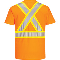 Contrast-Striped Safety T-Shirt, Polyester, Small, High Visibility Orange Maritime Industrial Rubber