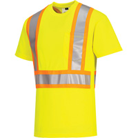 Contrast-Striped Safety T-Shirt, Polyester, Small, High Visibility Lime-Yellow Maritime Industrial Rubber