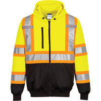 Chandail de s&eacute;curit&eacute; &agrave; capuchon avec bandes contrastantes, Petit, Noir/Jaune lime haute visibilit&eacute; Maritime Industrial Rubber