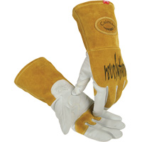 Caiman&reg; Premium TIG/MIG Welder's Gloves with FR Insulated Split Cowhide Back, Grain Goatskin, Size Small Maritime Industrial Rubber
