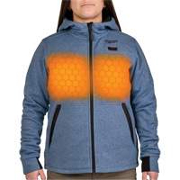 M12 Heated Hoodie with Battery, Women's, Medium, Blue, Poly-Cotton Maritime Industrial Rubber