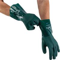Gants verts &agrave; double enduit, 12" lo, PVC, Doublure en Jersey de coton, 70 mils Maritime Industrial Rubber