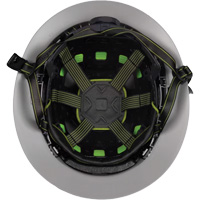 Casque Fibre Metal de style escalade avec bordure compl&egrave;te, R&eacute;pond aux normes CSA type 2, Suspension Rochet, Ventil&eacute; Maritime Industrial Rubber