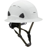 Casque Fibre Metal de style escalade avec bordure compl&egrave;te, R&eacute;pond aux normes CSA type 2, Suspension Rochet, Ventil&eacute; Maritime Industrial Rubber