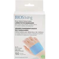 Blue Large Patch Bandages, Rectangular/Square, 3", Fabric Metal Detectable, Sterile Maritime Industrial Rubber