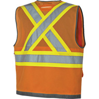 Pioneer Mesh Back Zip Front Surveyor Safety Vest, High Visibility Orange, Small, Polyester Maritime Industrial Rubber