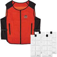 Veste de refroidissement &agrave; changement de phase l&eacute;g&egrave;re avec sachets de recharge Chill-Its 6260, Petit/Moyen, Orange Maritime Industrial Rubber