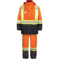 High-Visibility 150-Deniers Rain Suit, Polyester, Small, High Visibility Orange Maritime Industrial Rubber