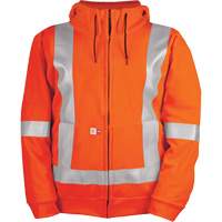 Chandail haute visibilit&eacute; &agrave; fermeture &eacute;clair sur le devant, r&eacute;sistant au vent, avec capuchon amovible, Hommes, Petit, Orange haute visibilit&eacute;, 27,7 cal/cm² Maritime Industrial Rubber