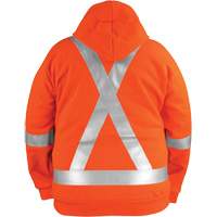 Chandail haute visibilit&eacute; &agrave; fermeture &eacute;clair sur le devant, r&eacute;sistant au vent, avec capuchon amovible, Hommes, Petit, Orange haute visibilit&eacute;, 27,7 cal/cm² Maritime Industrial Rubber