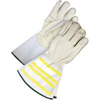 Gants utilitaires haute visibilit&eacute; avec manchette de 6,25", Petit, Paume en Cuir fleur de vache Maritime Industrial Rubber