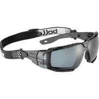 RUSH+ 2.0 XP M/L Safety Glasses with Black & Grey Frame, Smoke Lens, Anti-Fog/Anti-Scratch, ANSI Z87+ Maritime Industrial Rubber