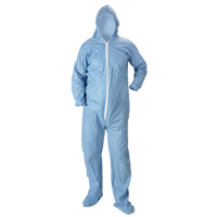 Pyrolon&reg; Plus 2 FR Hooded Coveralls With Boots, Small, Blue, FR Treated Fabric Maritime Industrial Rubber